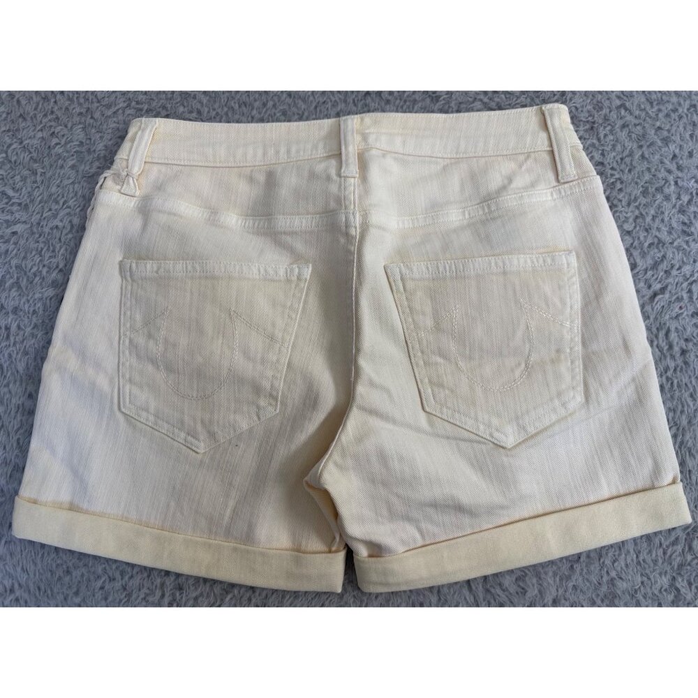 True Religion Womens Pale Yellow Denim Shorts NWT Size 24 Made In Italy - Picture 2 of 16